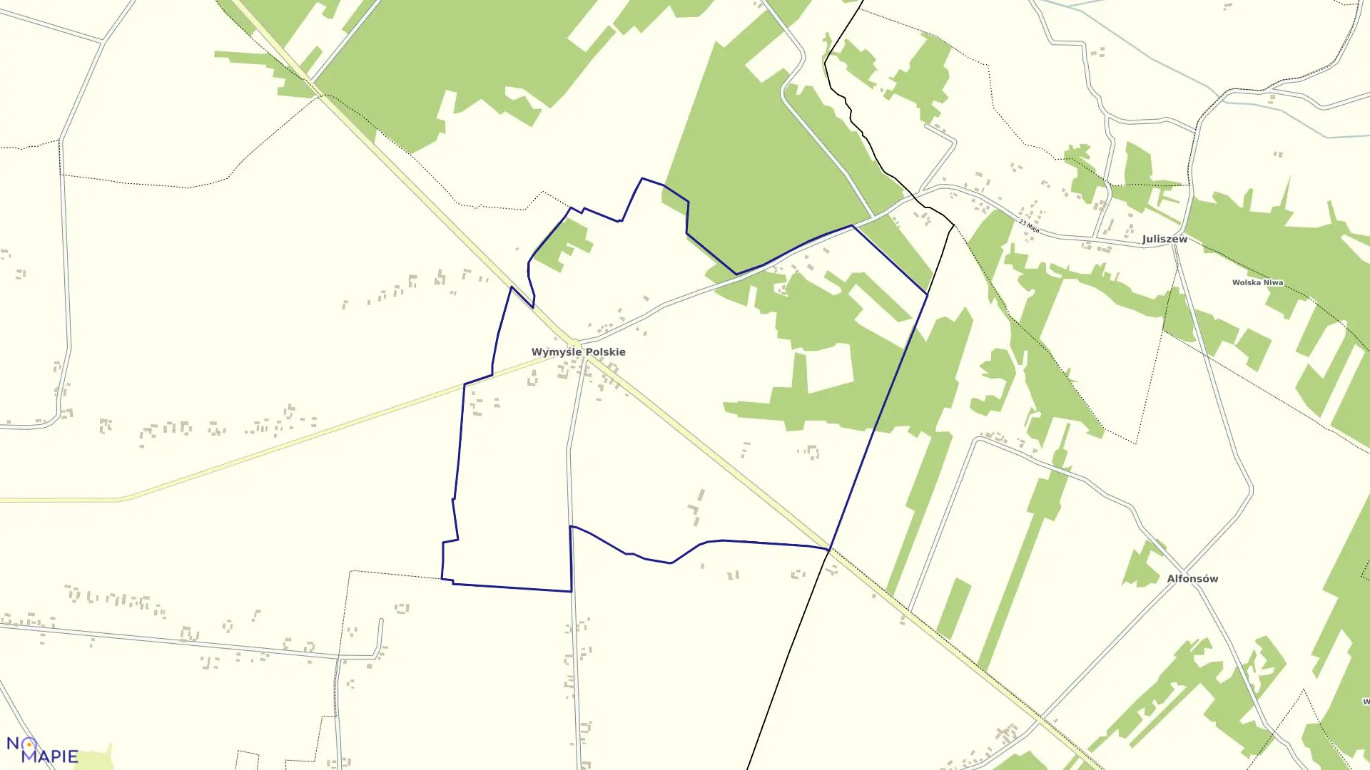 Mapa obrębu WYMYŚLE POLSKIE w gminie Słubice
